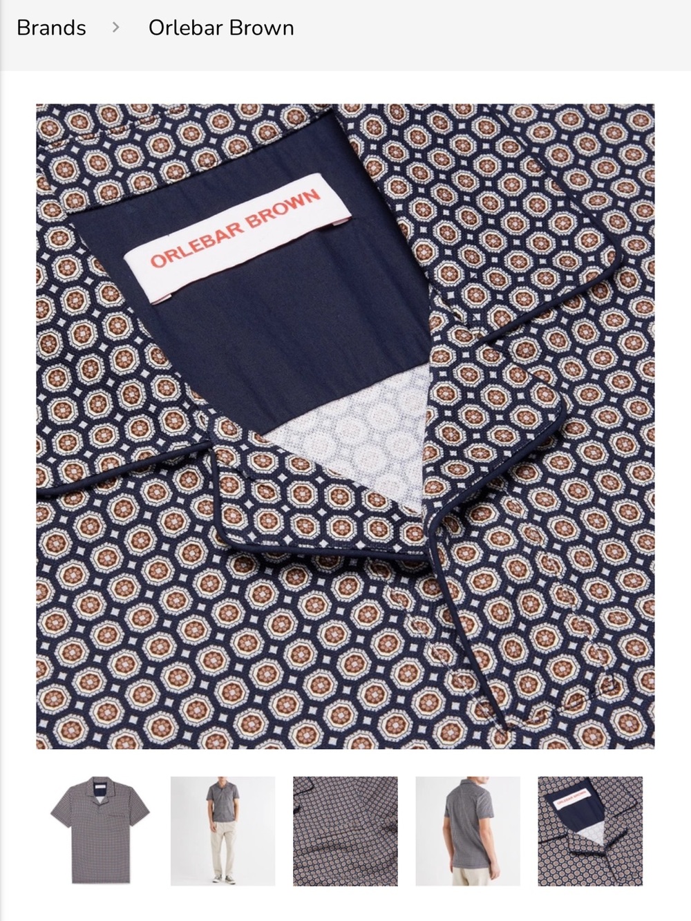 Orlebar Brown Men’s Navy Geometric Print Short-Sleeve Shirt
